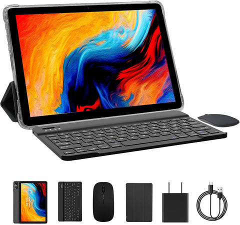 PRITOM - Tablette 10,1 pouces avec clavier et souris, 16 Go + 64 Go, Android 15
