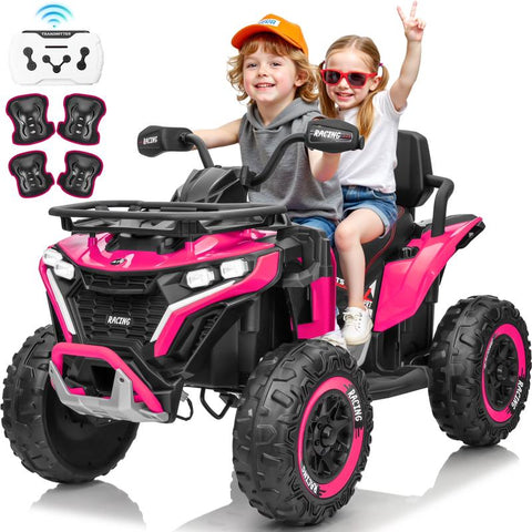 Quad électrique enfant 24 V – 2 places, 4 roues motrices, télécommande parentale