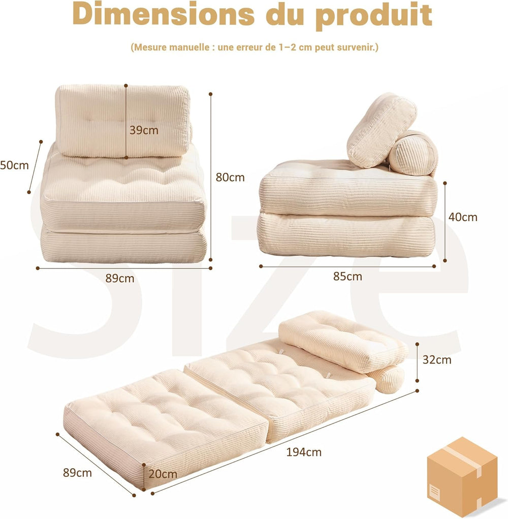 Canapé Lit 4-en-1 Pliable