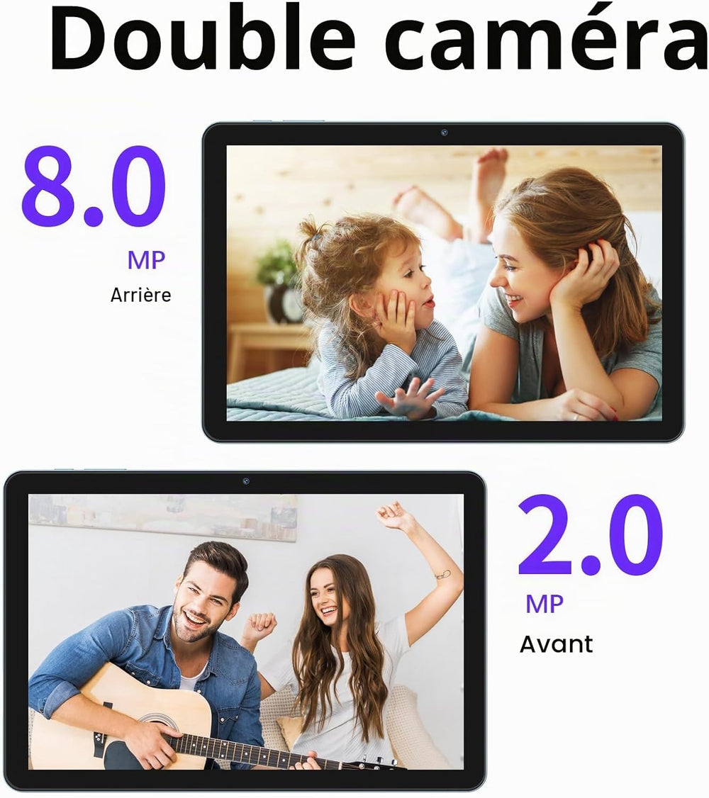 PRITOM - Tablette 10,1 pouces avec clavier et souris, 16 Go + 64 Go, Android 15