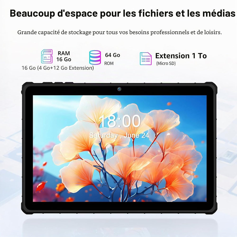 PRITOM - Tablette 10,1 pouces avec clavier et souris, 16 Go + 64 Go, Android 15
