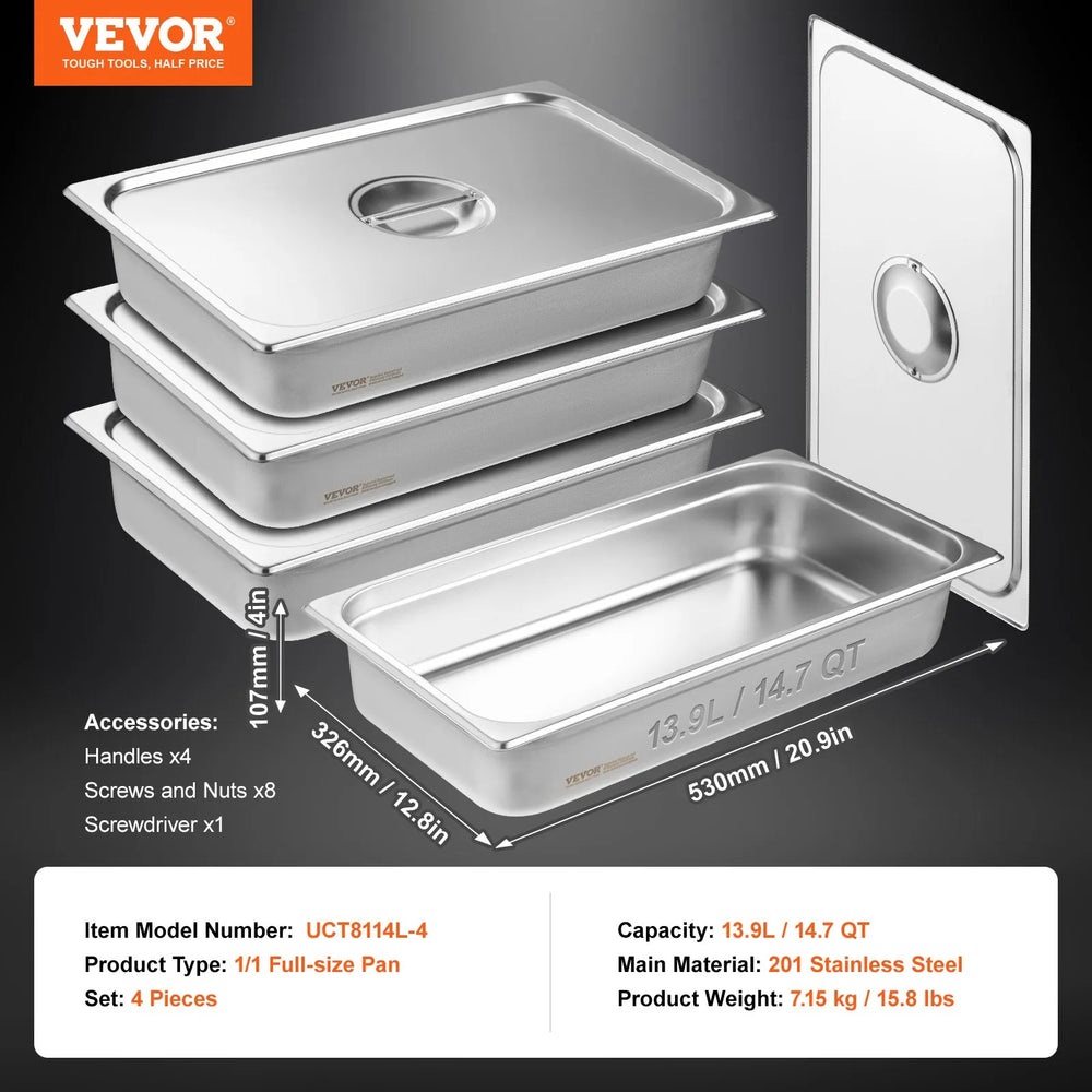 Bac Gastronorme GN 1/1 (Lot de 4) 13.9L