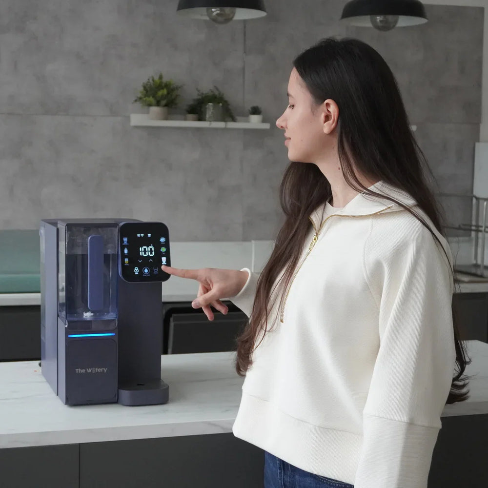 The Watery — Purificateur d'eau osmose inverse 4 étapes, eau chaude & froide instantanée, pichet 1,4 L