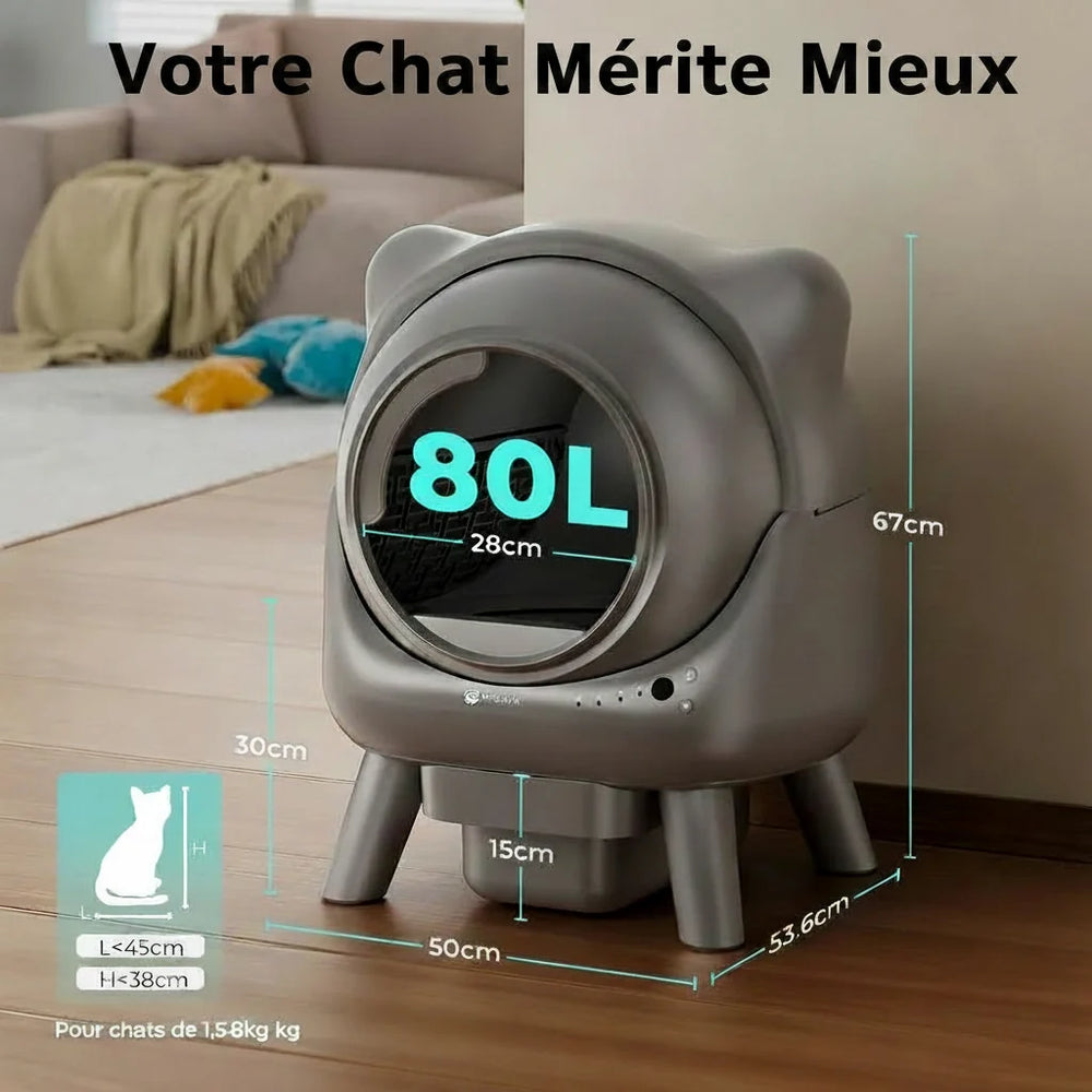 AMICURA X1 Plus - Litière autonettoyante connectée 80 L