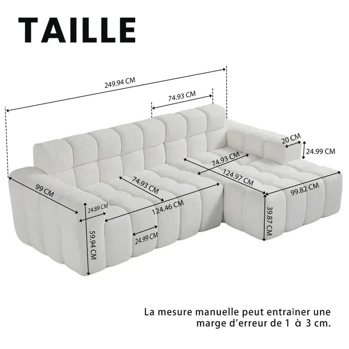 Canapé Compressé Canapé angle Moderne 3 Places 250X150X85Cm