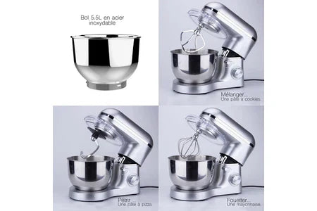 Robot pâtissier Batimex Kitchen Move VIPER – Batteur – 5.5 litres – 1.5 kWatt – gris acier