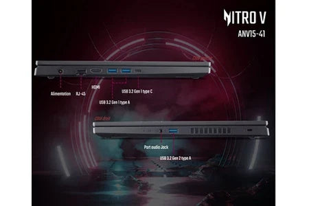 PC portable Acer gaming Nitro V 15 ANV15-41-R30V 15,6″ Full HD 165 Hz AMD Ryzen™ 5 16 Go RAM 512 Go SSD Nvidia GeForce RTX 3050 Noir