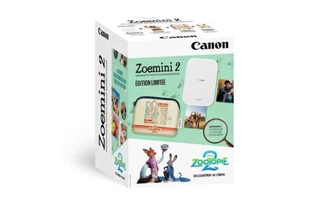 Imprimante photo Canon Kit Zoemini 2 Edition Zootopie 2 – Blanc + 10 recharges + Housse Zootopie 2 + Stickers