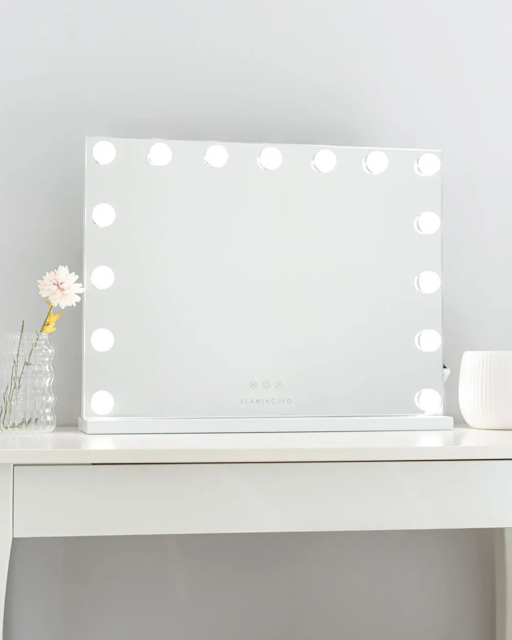 Miroir de Maquillage Lumineux — 15 Ampoules LED, 3 Tons de Lumière Ajustables, Commandes Tactiles