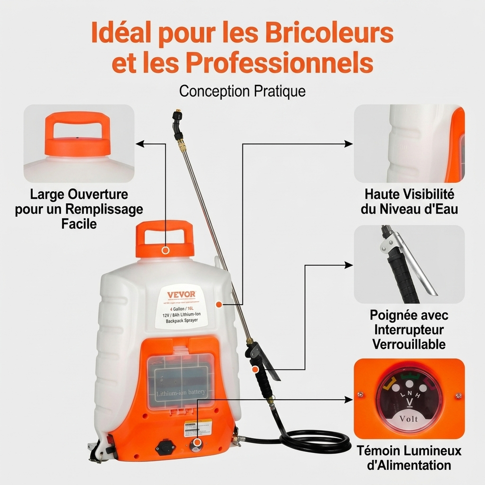 Vevor - Pulvérisateur Électrique à Dos 16 L