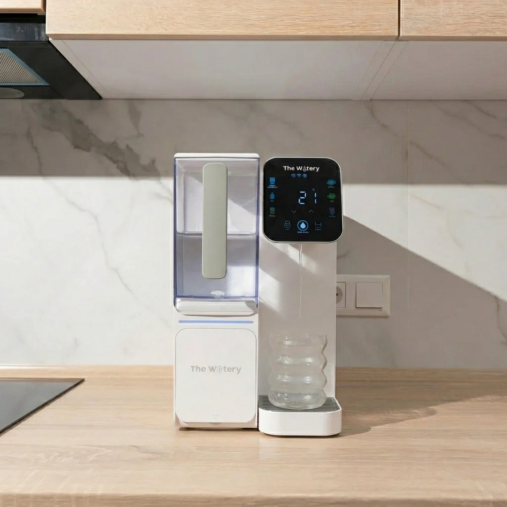 The Watery — Purificateur d'eau osmose inverse 4 étapes, eau chaude & froide instantanée, pichet 1,4 L