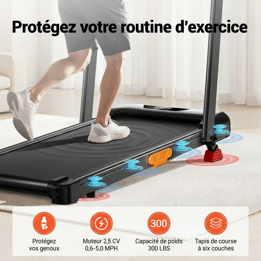 Umay SF10 Tapis de course pliable avec inclinaison de 10%/15% et vitesse maximale de 12 km/h