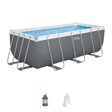 Kit Piscine hors sol tubulaire BESTWAY - Steel Pro Max™ - 412 x 201 x 122 cm - Rectangulaire (Filtre à sable, échelle)