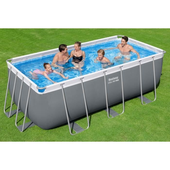Kit Piscine hors sol tubulaire BESTWAY - Steel Pro Max™ - 412 x 201 x 122 cm - Rectangulaire (Filtre à sable, échelle)