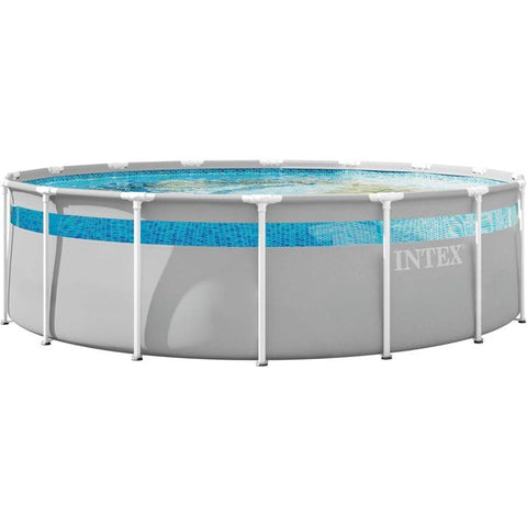 Kit Piscine hors sol tubulaire INTEX - Prism Frame Clear Window - 488 x 122 cm - Ronde (Pompe, bâche, tapis sol, échelle)