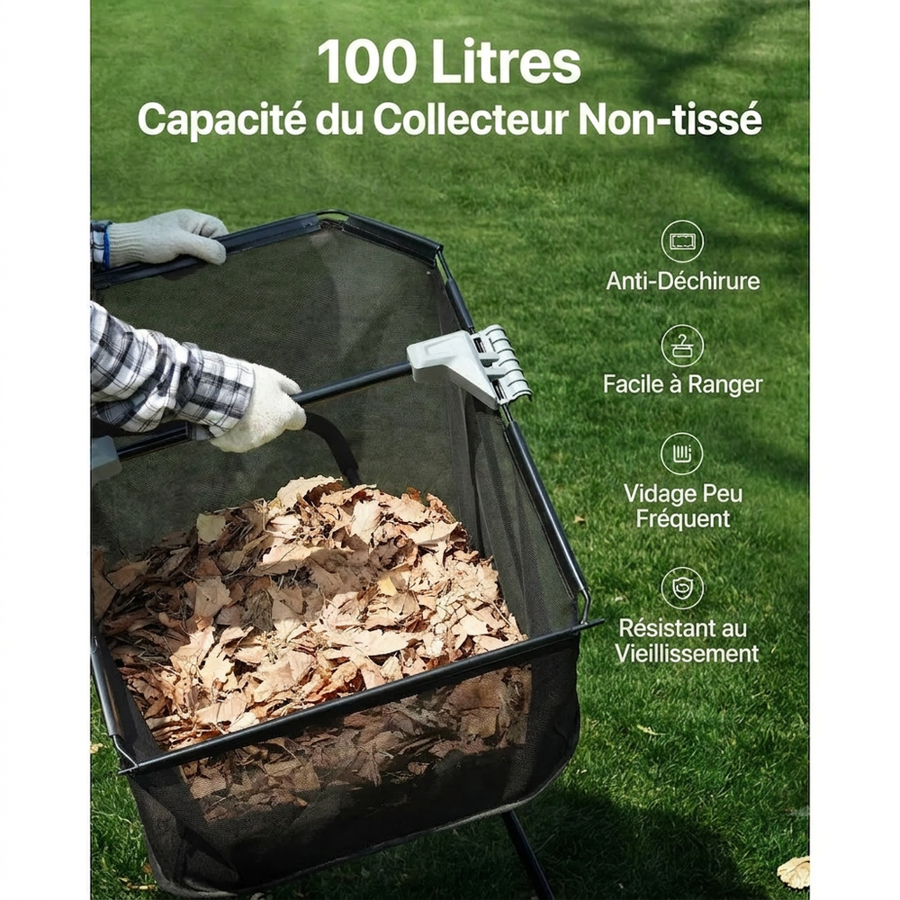 LeafMaster - Balayeuse à Gazon avec Bac à Grande Capacité