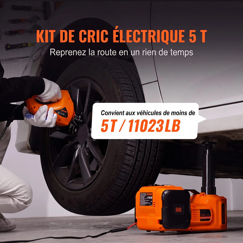 Kit de cric hydraulique électrique 5T 12V