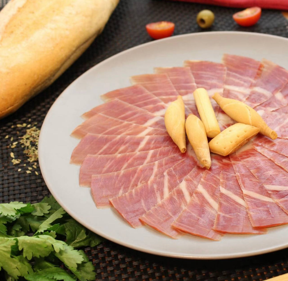 Lot de jambon serrano réserve 6 - 6,5kg + support à jambon