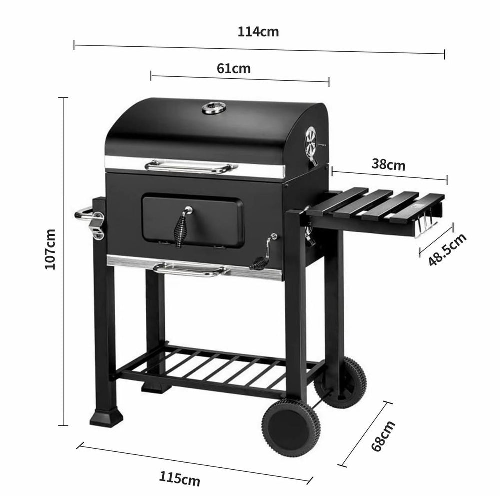 Barbecue charbon 3-en-1 — Grill, Fumoir & Rôtissoire