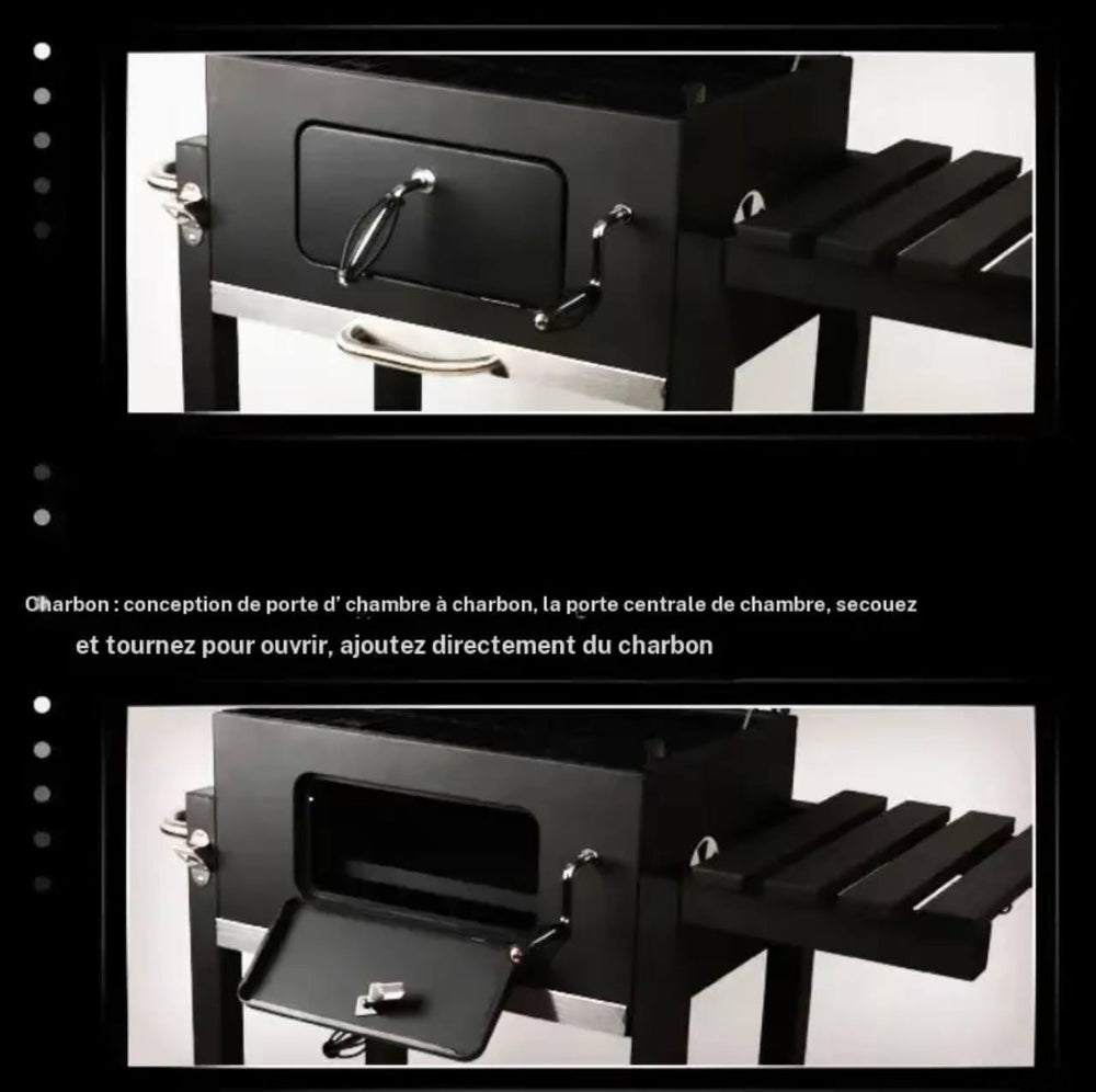 Barbecue charbon 3-en-1 — Grill, Fumoir & Rôtissoire
