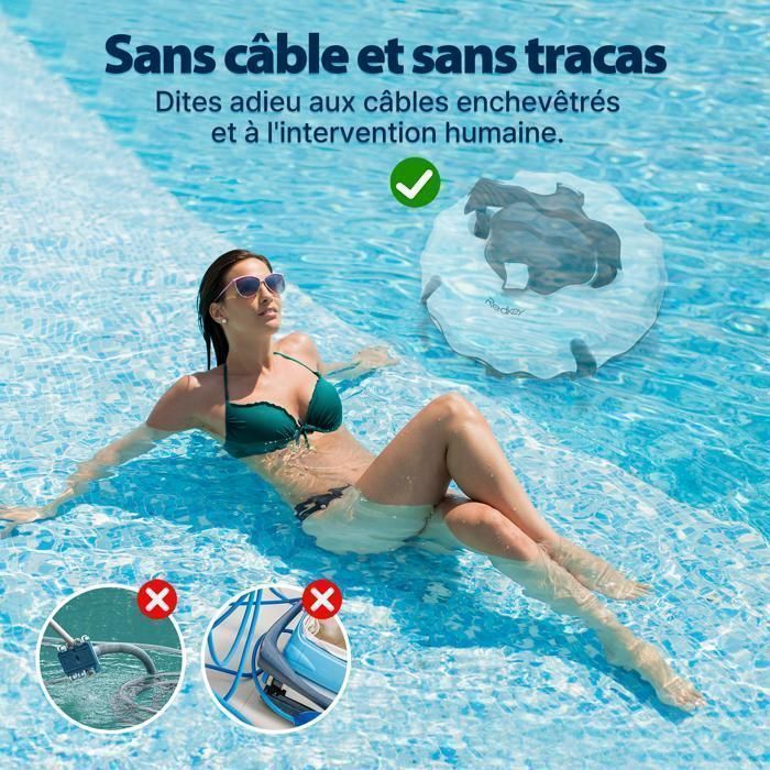 Robot piscine sans fil Redkey S100 — 130 min d'autonomie